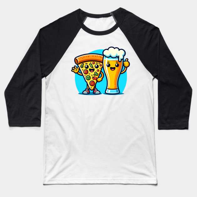 Funny Beer and Pizza Lover Baseball T-Shirt by logiamerch