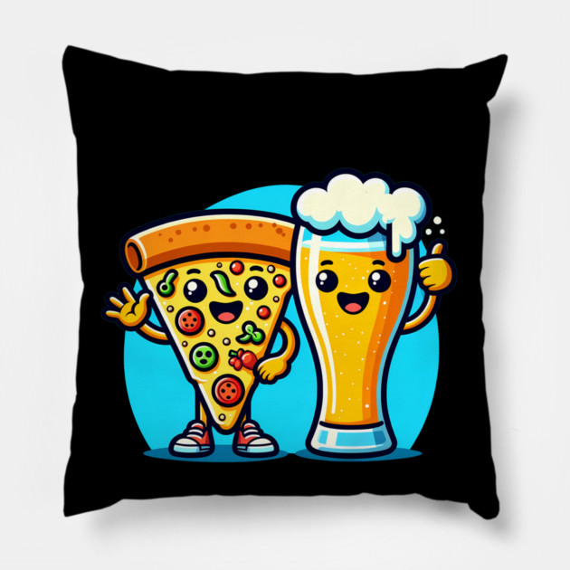 Funny Beer and Pizza Lover Pillow by logiamerch