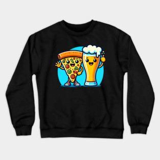 Funny Beer and Pizza Lover Crewneck Sweatshirt