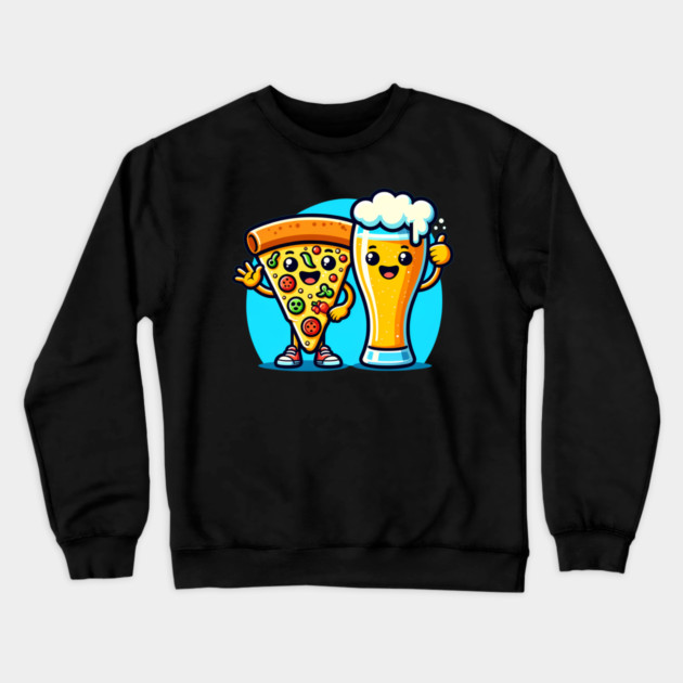 Funny Beer and Pizza Lover Crewneck Sweatshirt by logiamerch