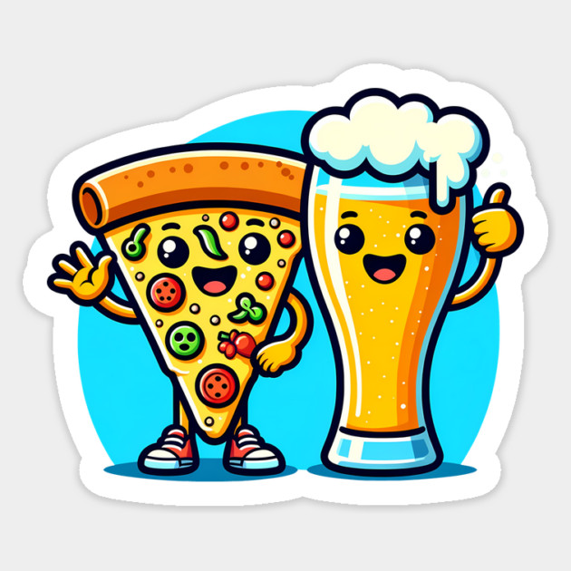 Funny Beer and Pizza Lover Sticker by logiamerch