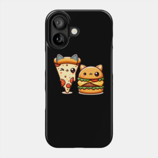 Kawaii Cat Buger and Pizza Lover Phone Case