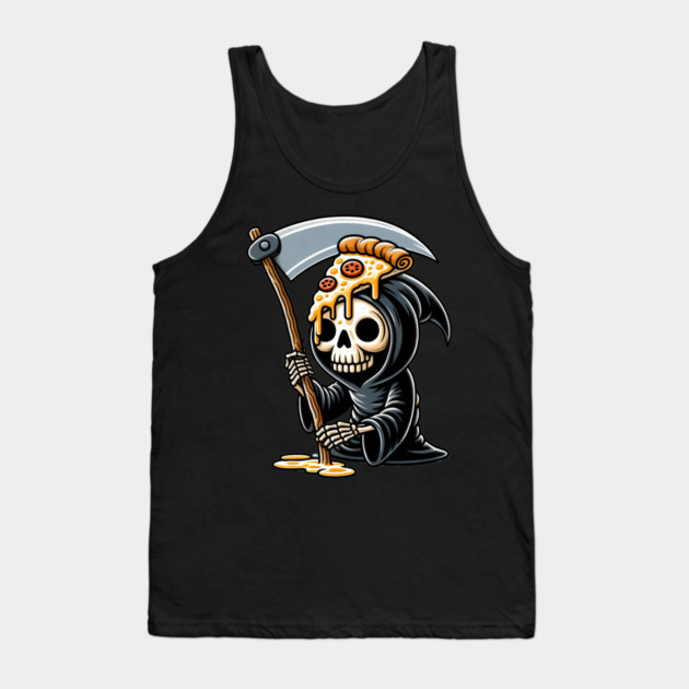 Grim Reaper  with Pizza, Funny Pizza lover Tank Top by logiamerch