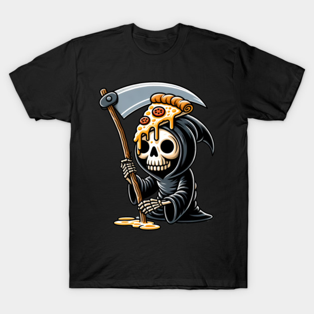 Grim Reaper  with Pizza, Funny Pizza lover T-Shirt by logiamerch