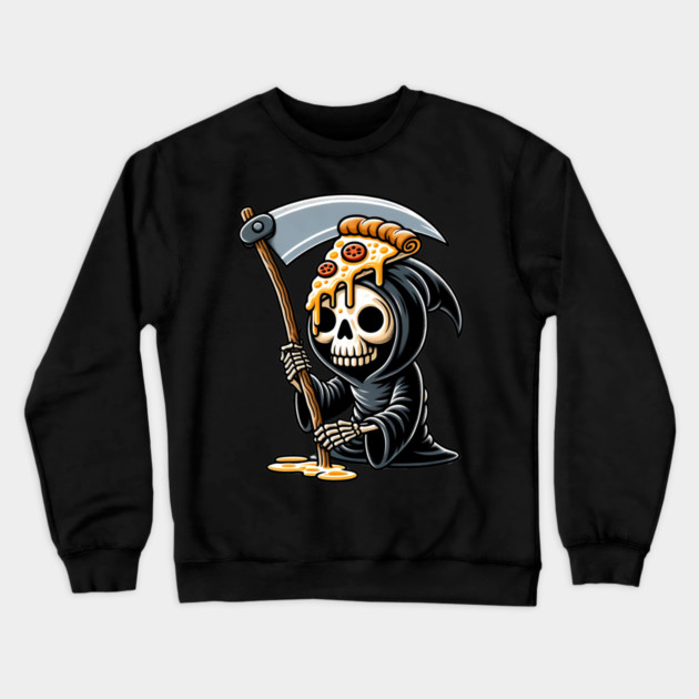 Grim Reaper  with Pizza, Funny Pizza lover Crewneck Sweatshirt by logiamerch