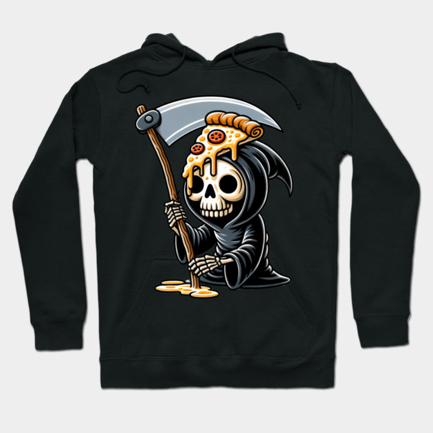 Grim Reaper  with Pizza, Funny Pizza lover Hoodie by logiamerch