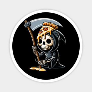 Grim Reaper  with Pizza, Funny Pizza lover Magnet