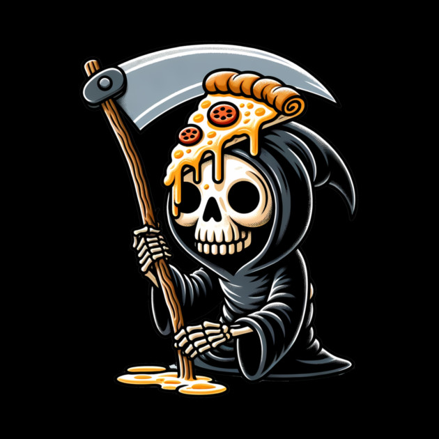 Grim Reaper  with Pizza, Funny Pizza lover by logiamerch