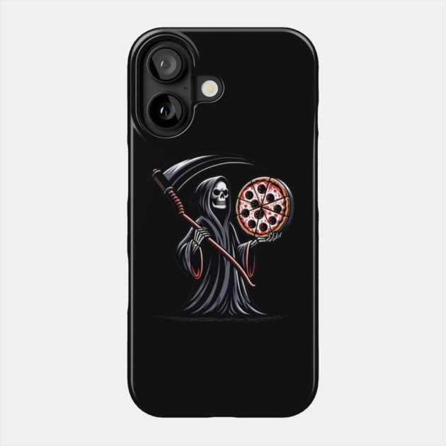 Grim Reaper with Pizza, Funny Pizza lover Phone Case by logiamerch