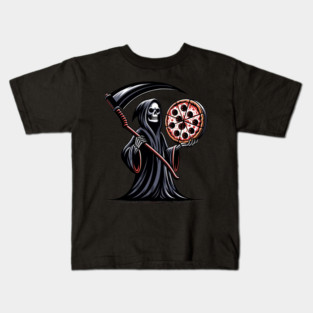 Grim Reaper with Pizza, Funny Pizza lover Kids T-Shirt