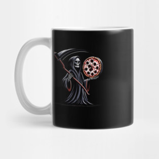 Grim Reaper with Pizza, Funny Pizza lover Mug