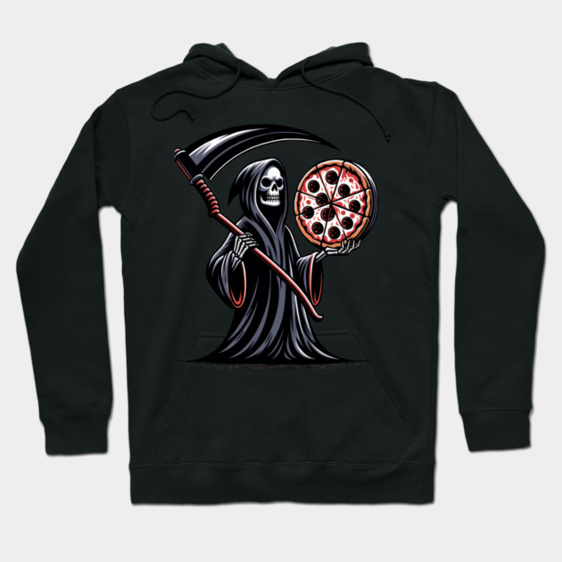 Grim Reaper with Pizza, Funny Pizza lover Hoodie by logiamerch