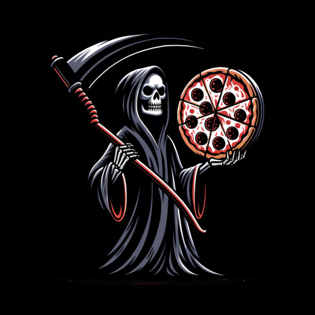 Grim Reaper with Pizza, Funny Pizza lover by logiamerch
