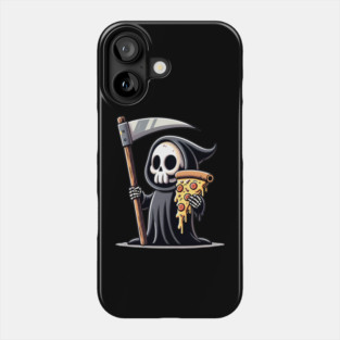 Grim Reaper with Pizza, Funny Pizza lover Phone Case