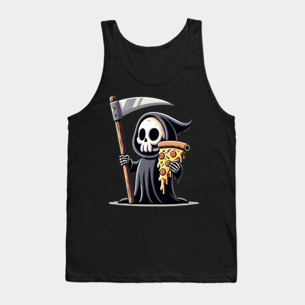 Grim Reaper with Pizza, Funny Pizza lover Tank Top by logiamerch