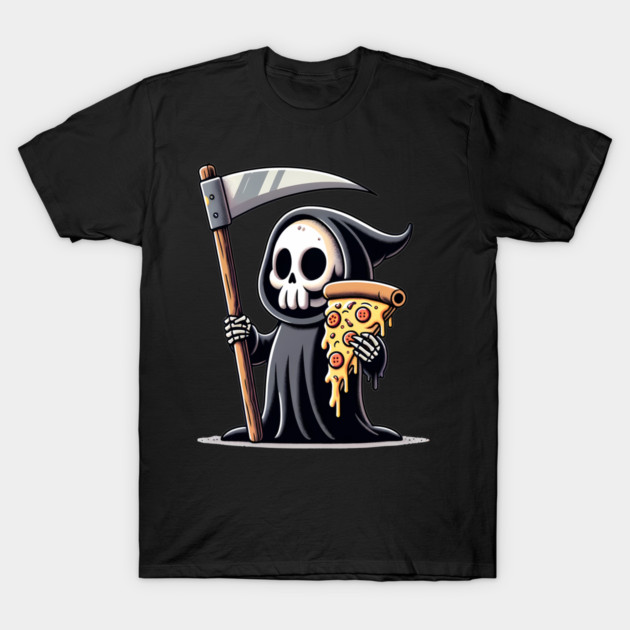 Grim Reaper with Pizza, Funny Pizza lover T-Shirt by logiamerch