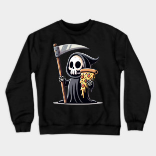 Grim Reaper with Pizza, Funny Pizza lover Crewneck Sweatshirt