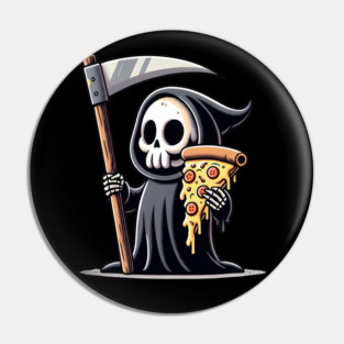 Grim Reaper with Pizza, Funny Pizza lover Pin