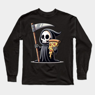 Grim Reaper with Pizza, Funny Pizza lover Long Sleeve T-Shirt