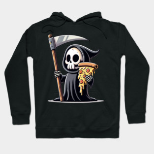 Grim Reaper with Pizza, Funny Pizza lover Hoodie
