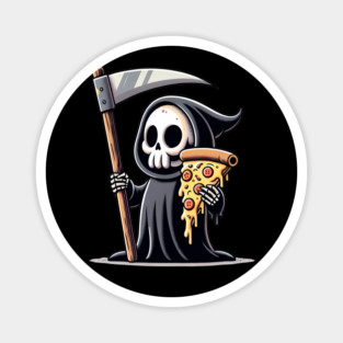 Grim Reaper with Pizza, Funny Pizza lover Magnet