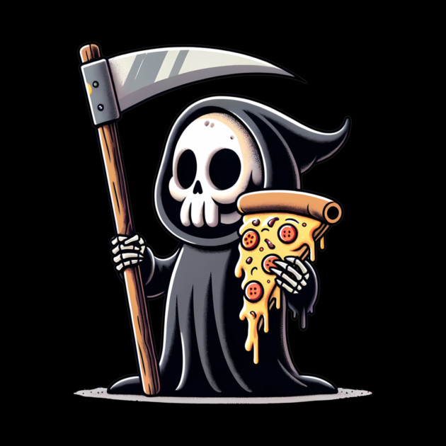 Grim Reaper with Pizza, Funny Pizza lover by logiamerch