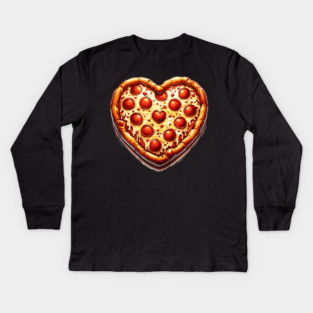 Pizza Lover Heart Shape Kids Long Sleeve T-Shirt