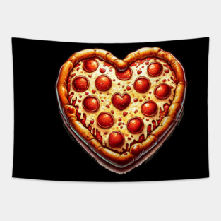 Pizza Lover Heart Shape Tapestry