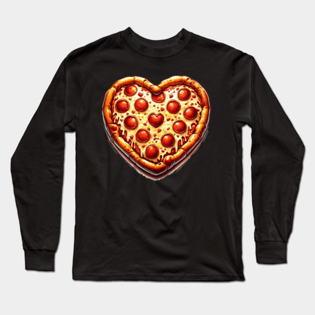 Pizza Lover Heart Shape Long Sleeve T-Shirt by logiamerch