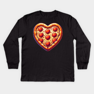Pizza Lover Heart Shape Kids Long Sleeve T-Shirt