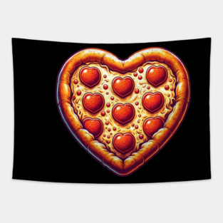 Pizza Lover Heart Shape Tapestry