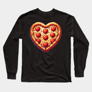 Pizza Lover Heart Shape Long Sleeve T-Shirt