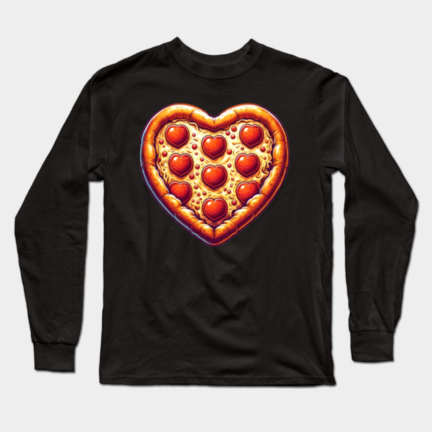 Pizza Lover Heart Shape Long Sleeve T-Shirt by logiamerch