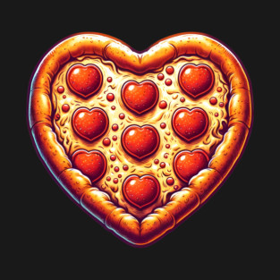 Pizza Lover Heart Shape T-Shirt