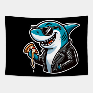 Funny Shark with Pizza, Pizza Lover Tapestry
