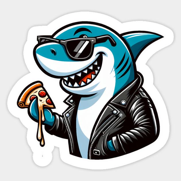 Funny Shark with Pizza, Pizza Lover Sticker by logiamerch