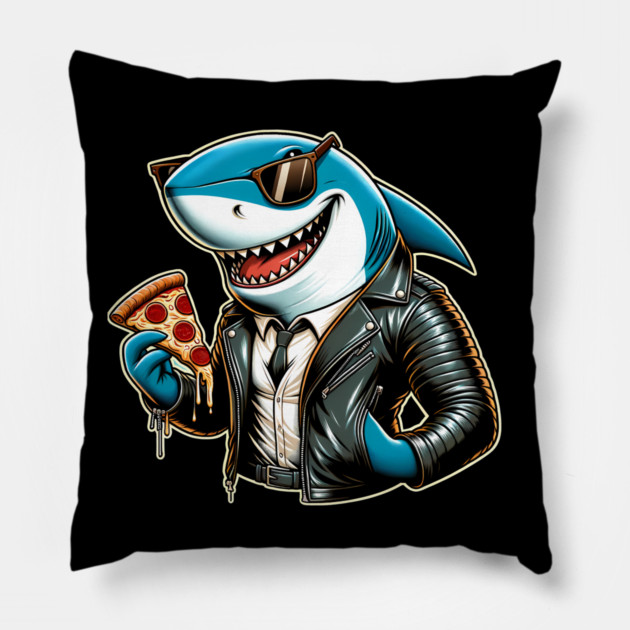 Funny Shark with Pizza, Pizza Lover Pillow by logiamerch