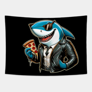 Funny Shark with Pizza, Pizza Lover Tapestry