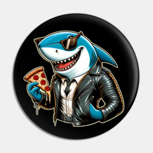 Funny Shark with Pizza, Pizza Lover Pin
