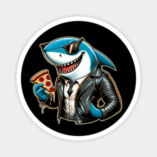 Funny Shark with Pizza, Pizza Lover Magnet