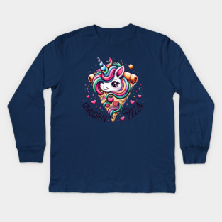 Pizza Unicorn Lover, Love Eating Pizza Kids Long Sleeve T-Shirt