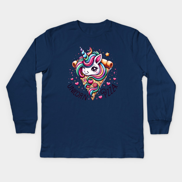 Pizza Unicorn Lover, Love Eating Pizza Kids Long Sleeve T-Shirt by logiamerch