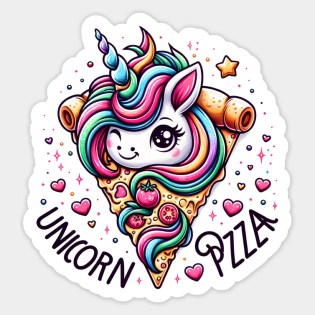 Pizza Unicorn Lover, Love Eating Pizza Sticker by logiamerch