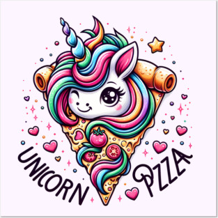 Pizza Unicorn Lover, Love Eating Pizza Posters and Art