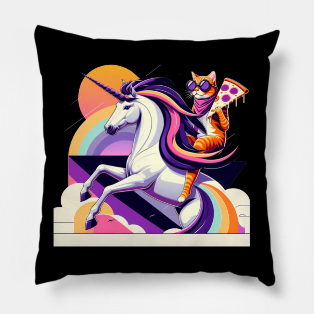 Pizza Unicorn Cat Lover, Love Eating Pizza Pillow by logiamerch