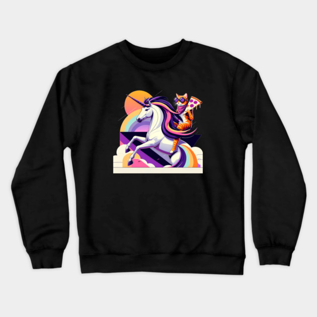 Pizza Unicorn Cat Lover, Love Eating Pizza Crewneck Sweatshirt by logiamerch
