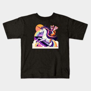 Pizza Unicorn Cat Lover, Love Eating Pizza Kids T-Shirt