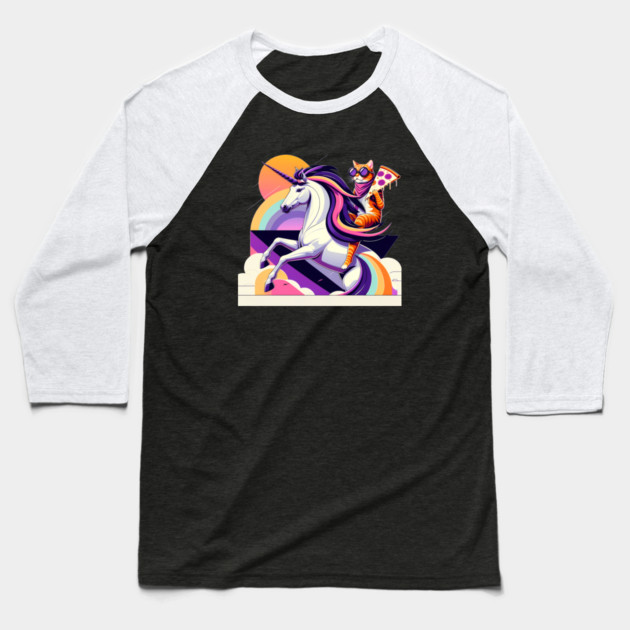 Pizza Unicorn Cat Lover, Love Eating Pizza Baseball T-Shirt by logiamerch