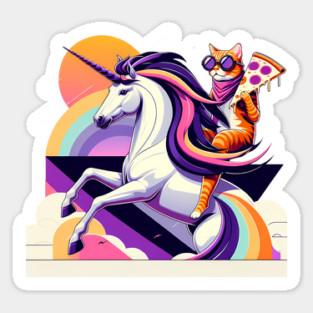 Pizza Unicorn Cat Lover, Love Eating Pizza Sticker
