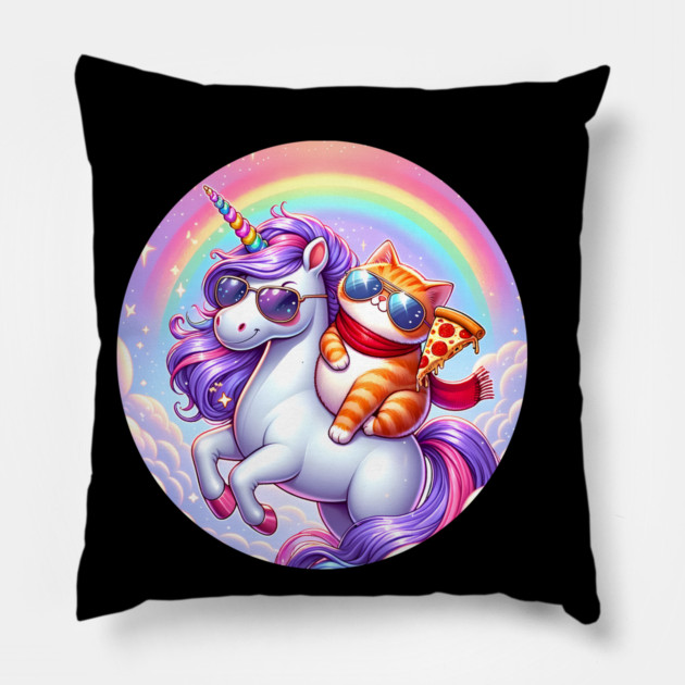 Cute Pizza Unicorn Lover, Love Eating Pizza Pillow by logiamerch